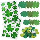 Shamrock Window Clings & Cutout Glitter Foam Stickers, 78 Pc