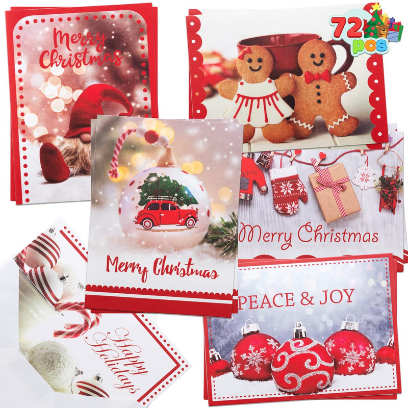 Snowman Christmas Cards With envelopes, 72 Pcs