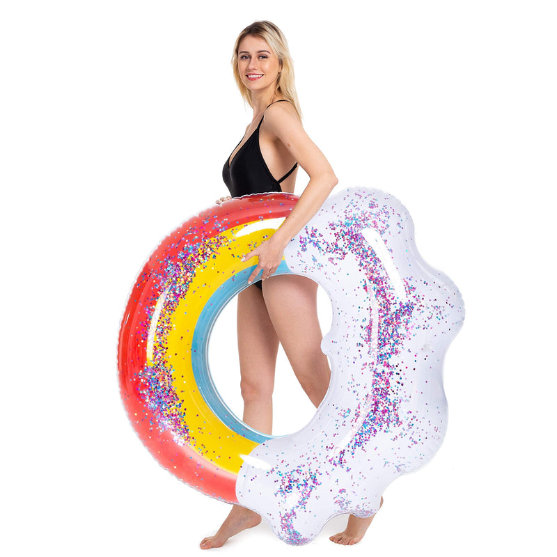 SLOOSH - 46" Sparkling Rainbow with Glitters Pool Float