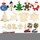 Wooden Ornaments Craft Kit with Glitter Glue, 54 Pcs