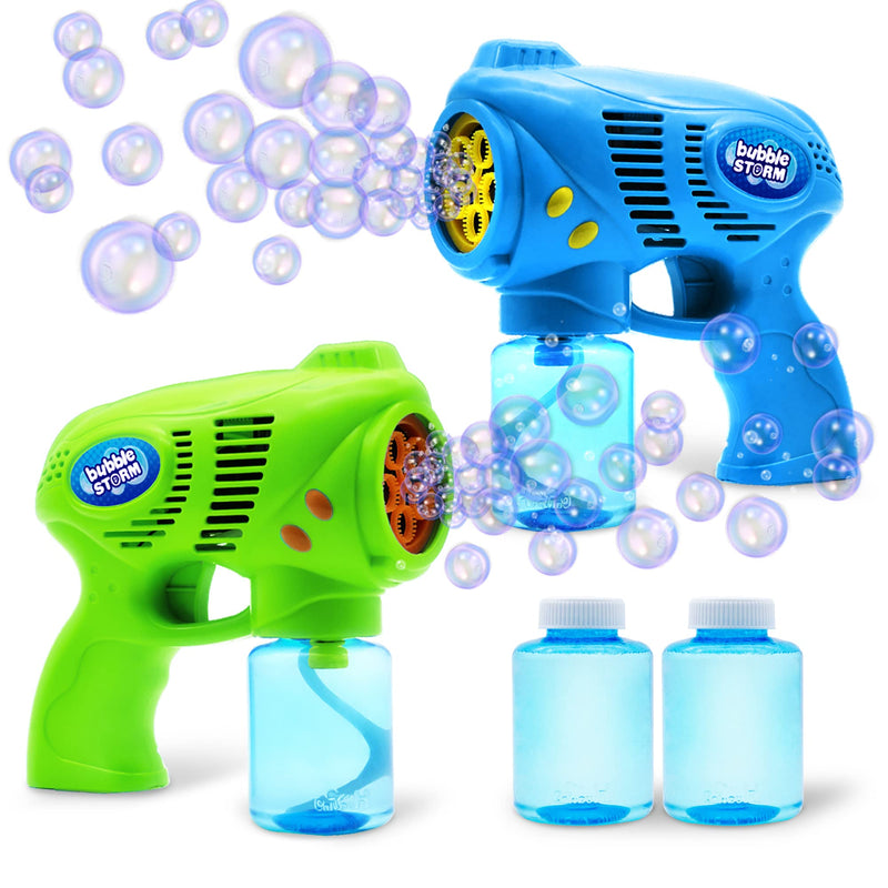 7" Bubble Gun Blower with 2 Bottles of 5 oz. Bubble Refill Solution, 2 Pcs