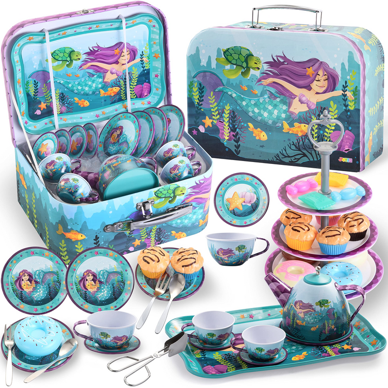 Mermaid Pretend Tin Teapot Set