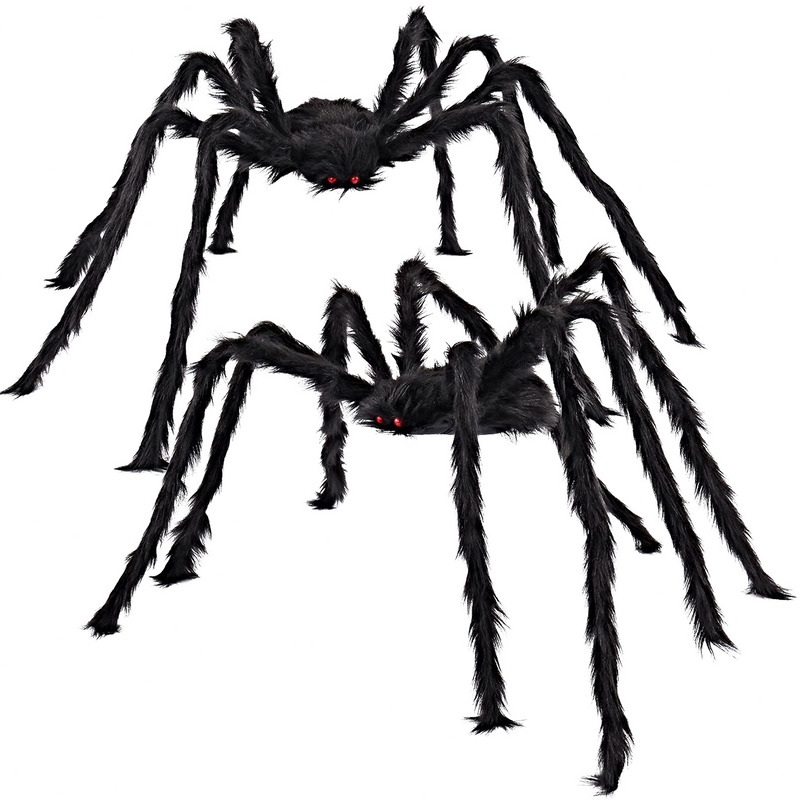 2 Pack 5 Ft Halloween Outdoor Decorations Hairy Black Spider