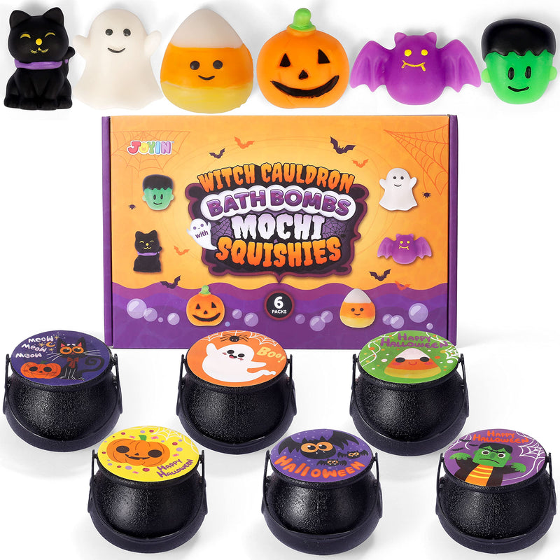 Halloween Witch Cauldron Bath Bomb with Mochi Squishy, 6 Pack