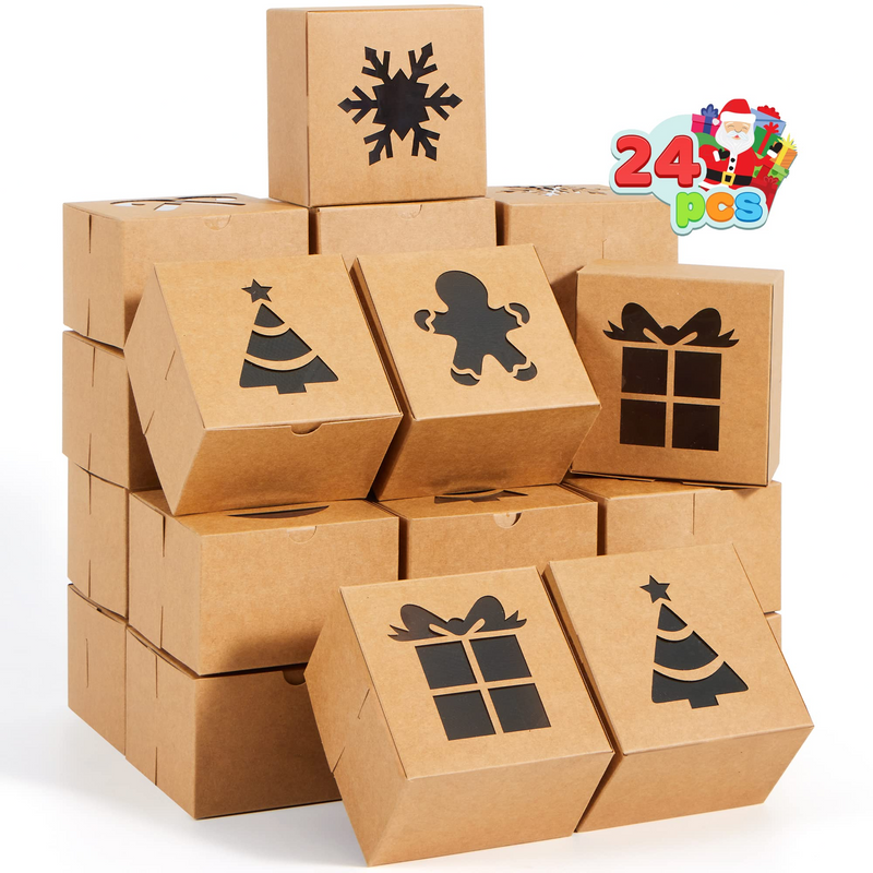 24 Kraft Cardboard Bakery Cookie Boxes