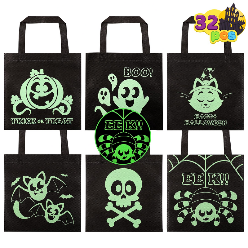Halloween Non-Woven Bags Colorful glow in the dark, 32 Pcs