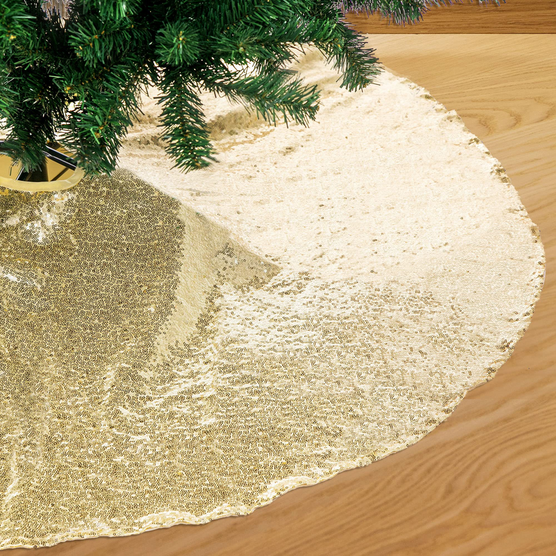 48in Sparkly Sequin Tree Skirt, Gold