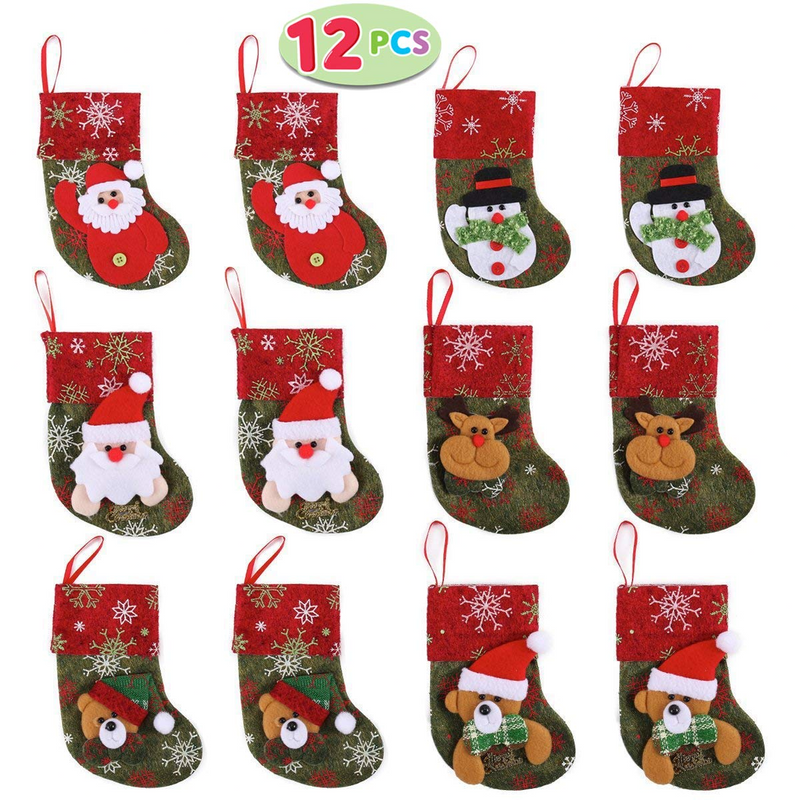 Mini 3D Christmas Stockings, 12 Pcs