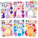 36 Pcs Unicorn Make-a-face Sticker