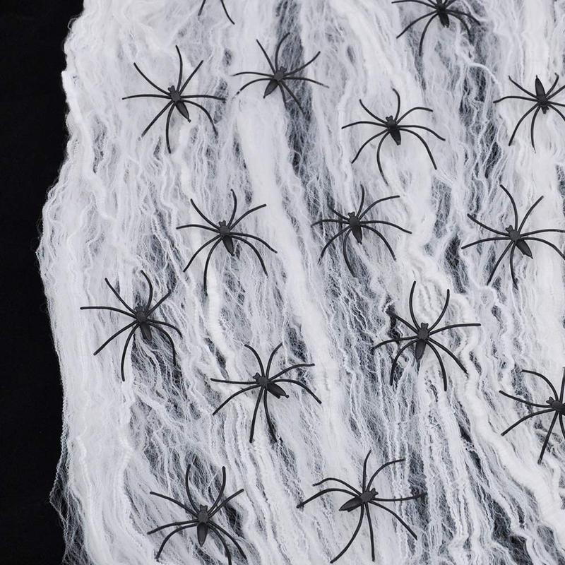 Stretch Spider Web with 72 Fake Plastic Spiders