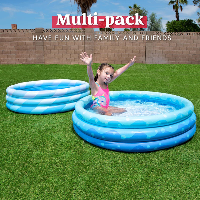 SLOOSH - 45in Blue w/ Pattern Inflatable Kiddie Pool, 2 Pack
