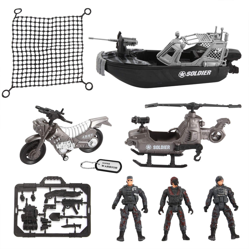 Combat Boat And Military Vehicle Toys, 9 Pcs