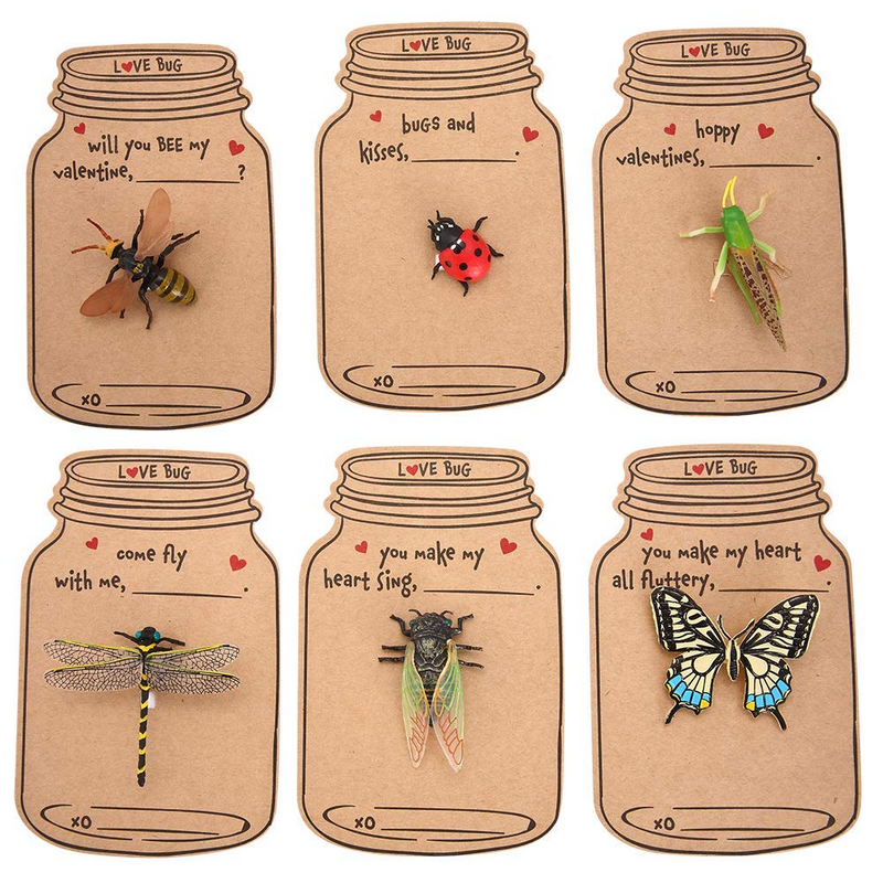 30Pcs Kids Valentines Cards With Bug Toy Set-Classroom Exchange Gifts