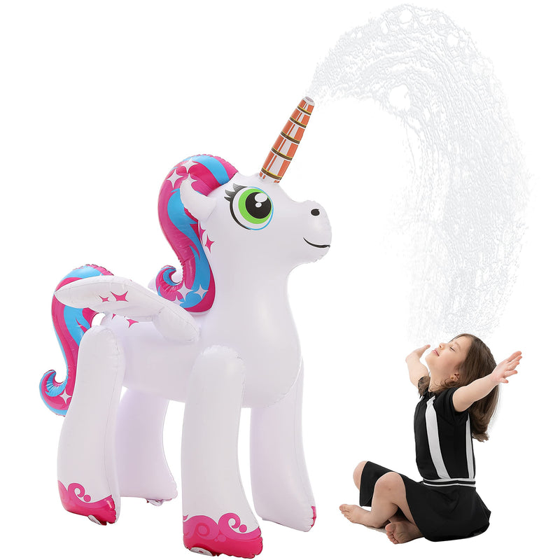 SLOOSH - Pink and Yellow inflatable ride a unicorn costume Yard Sprinkler ,2 Pack