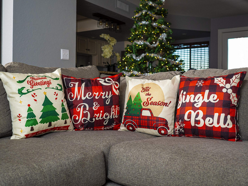 4 Pcs Christmas Mixed Pillow Covers