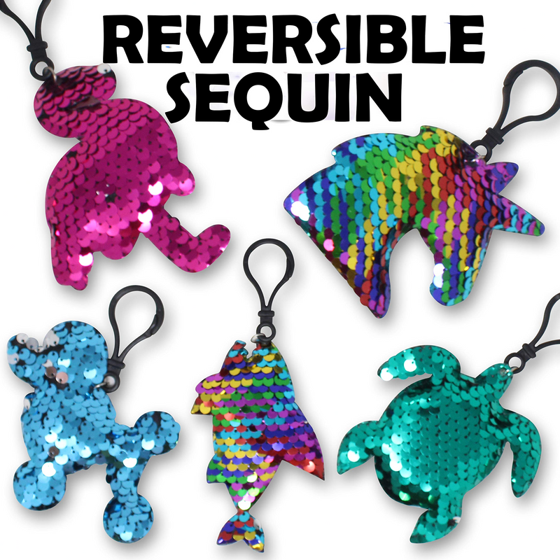 24 Pieces Design Multicolor Flip Sequin Keychain