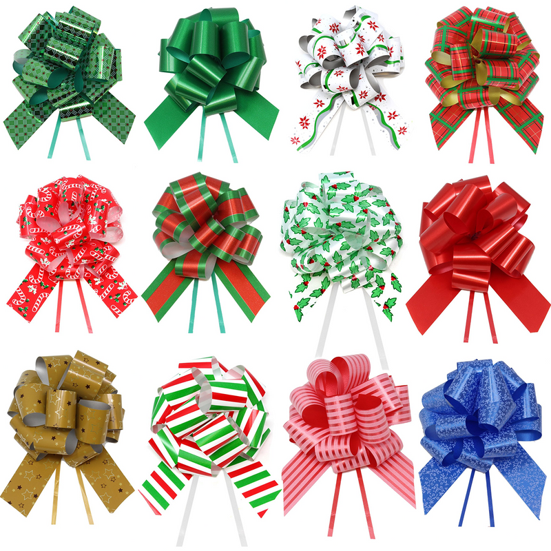 Xianrenge 100pcs Large Organza Christmas Pull Bows For Gift Wrapping, 50mm  Gold Pulled Bow Ribbons Gift Bows For Present Wedding Car Gift Baskets