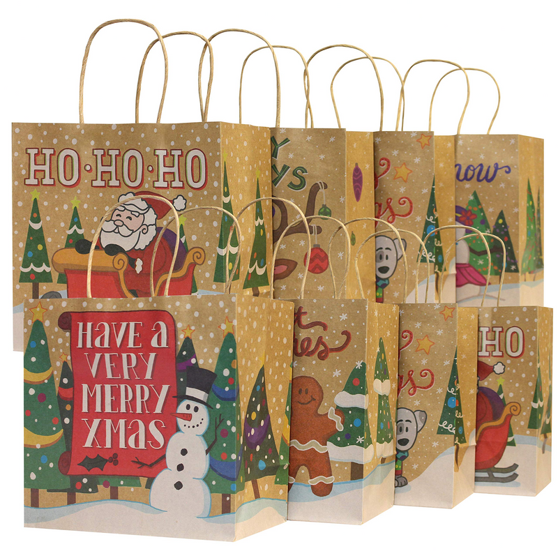 24 Christmas Holiday Goody Bags Kraft Paper