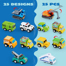 Pull Back City Cars And Trucks Toy Vehicles Set, 25 Pcs