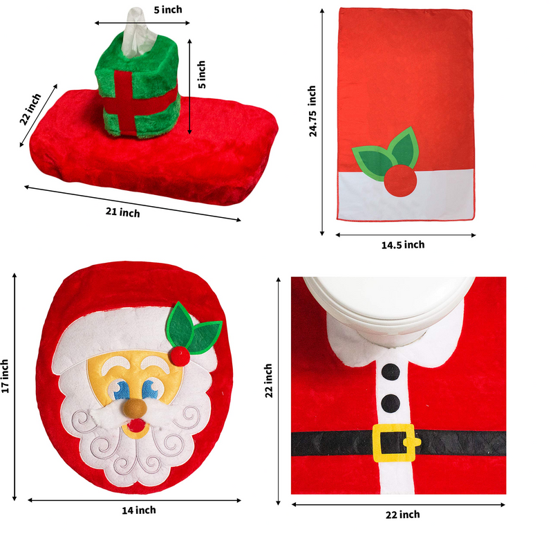 5 Pieces Santa  Toilet Cover