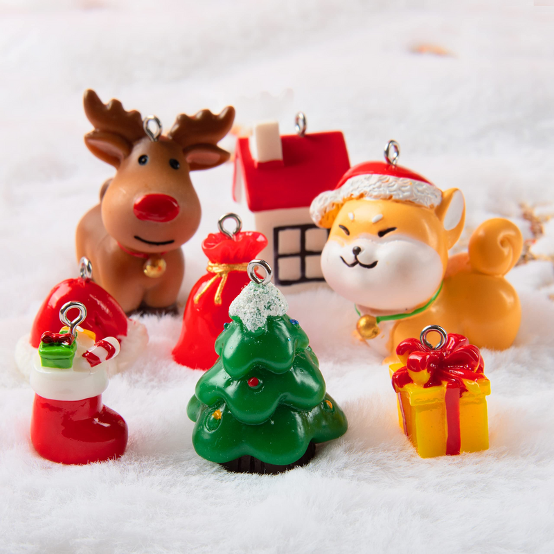 24 Pcs Mini Christmas Ornaments, Miniature Resin Ornaments