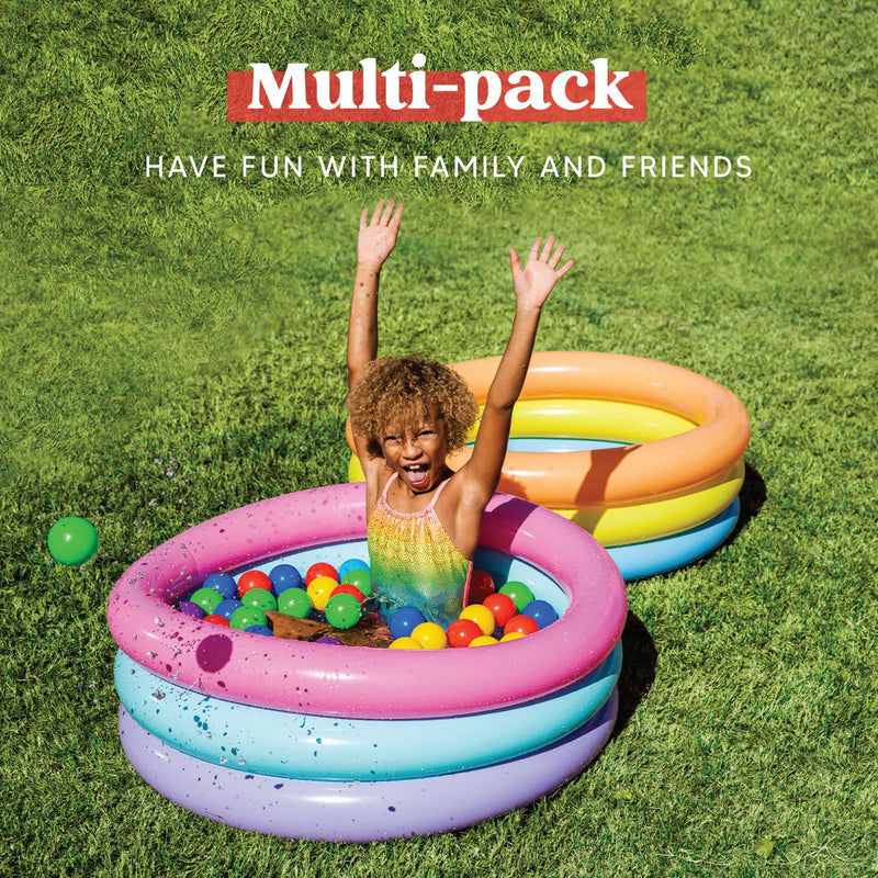 SLOOSH - 34in Multicolor (3 Color Rings) Inflatable Kiddie Pool Set, 2 Pack
