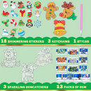 24Pcs Christmas Gem Painting Kit with Stickers, Suncatchers & Keychains