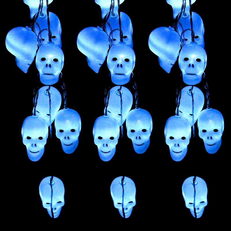 LED Skulls White String Lights, 30 Pcs