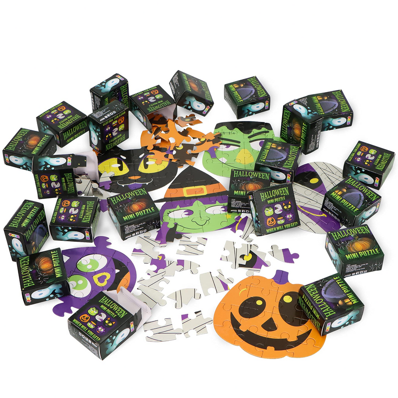 36 Pcs Halloween Jigsaw Puzzle Set in Blind Boxes with 6 Characters Paper Board