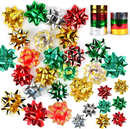 Self-adhesive Bows & 8 Rolls Of Christmas Curling Ribbons, 48 Pcs