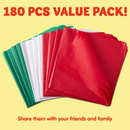 Holiday Tissue Paper Assortment (three Colors) 180 Piece Set