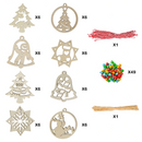 Christmas  Wooden Hanging Ornaments Craft Kit, 48 Pcs