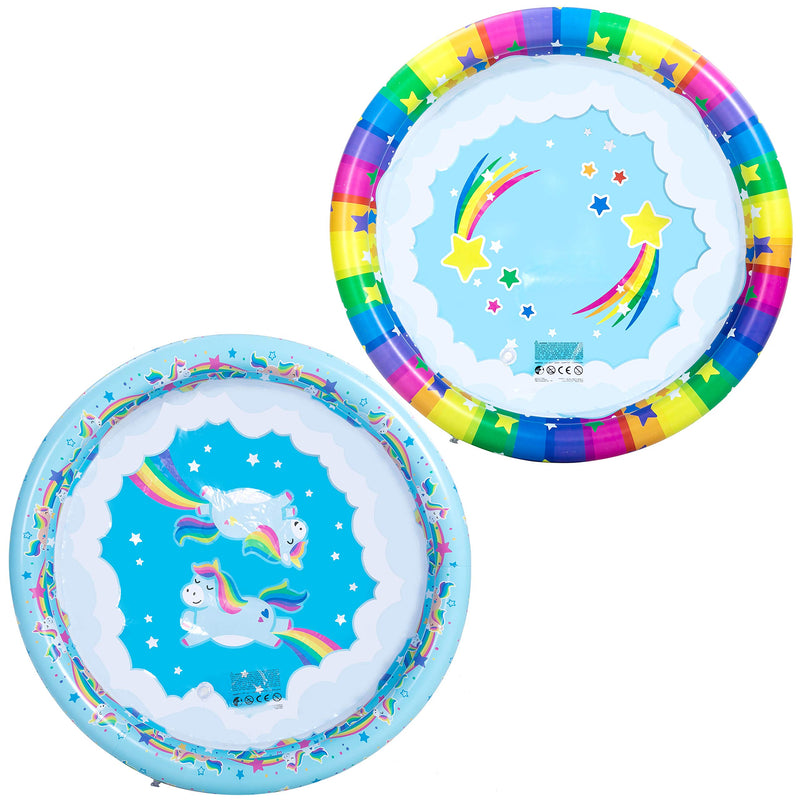 SLOOSH - 45in Unicorn w/ Rainbow & Rainbow Inflatable Kiddie Pool Set, 2 Pack