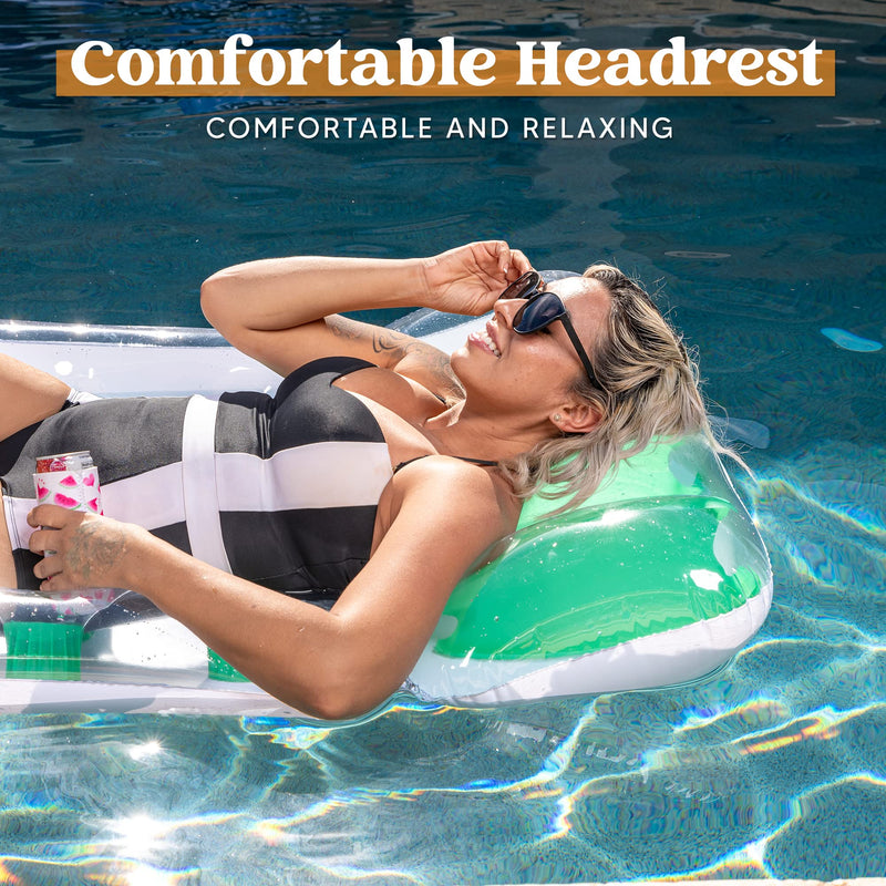 SLOOSH - Inflatable Pool Lounger Float Rafts with Headrest, 2 Pack