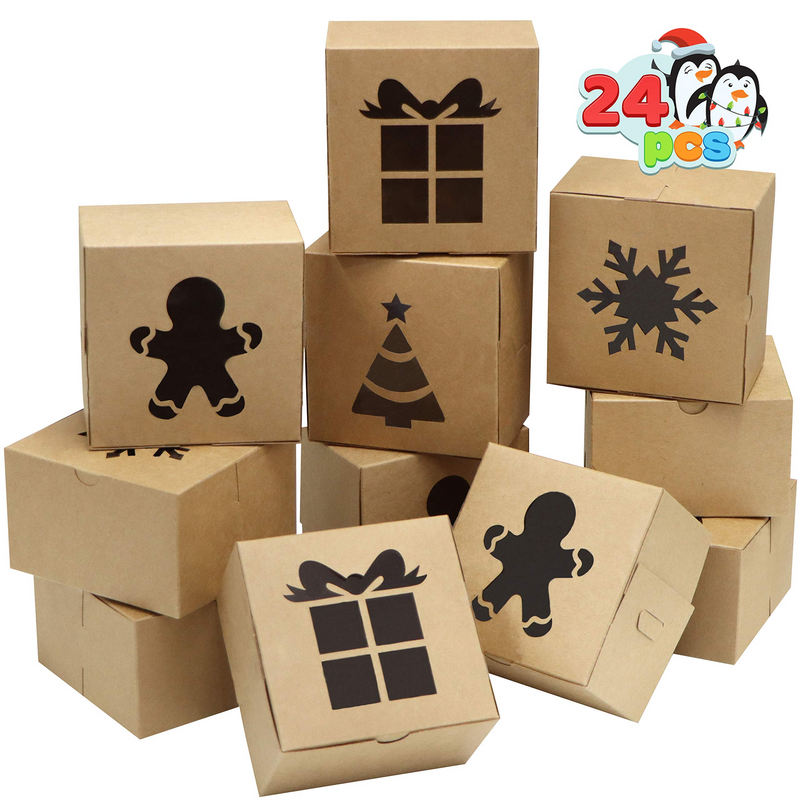24 Kraft Cardboard Bakery Cookie Boxes
