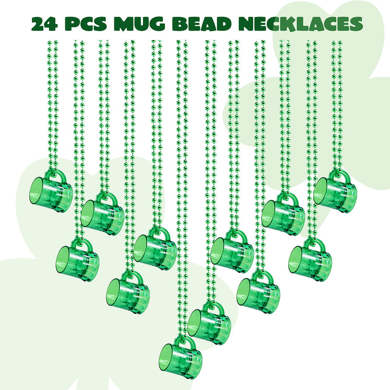 Mug Green Beaded Necklaces,  24pcs