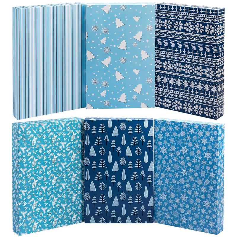 Snowy Blue Shirt Wrap Boxes, 12 Pcs
