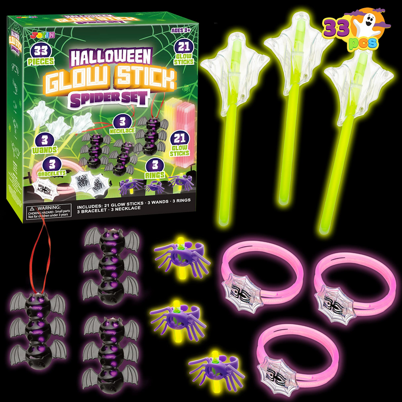 Spider Theme Glow Sticks Kit, 33 Pcs