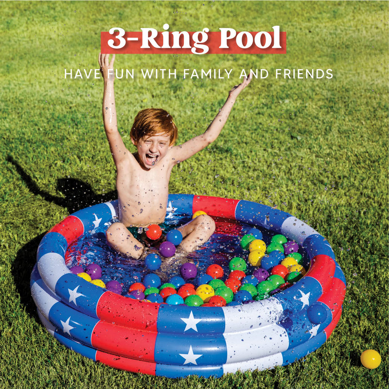 SLOOSH - 45in Star American Flag Inflatable Kiddie Pool, 1 Pack