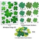 Shamrock Window Clings & Cutout Glitter Foam Stickers, 78 Pc