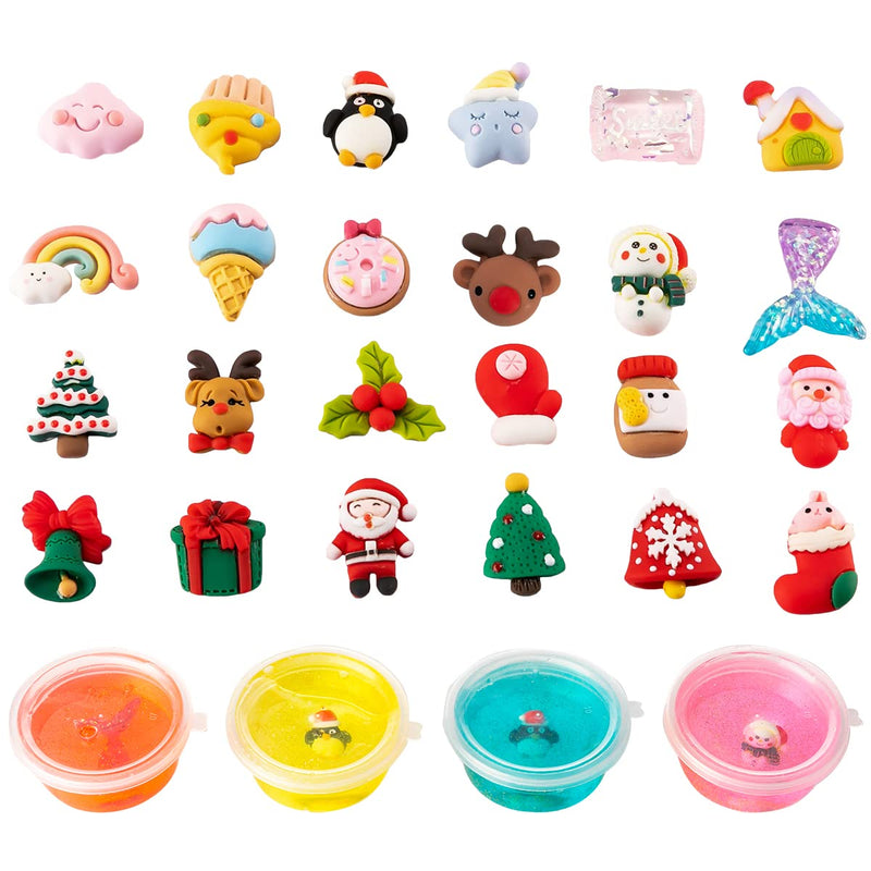 24 Days Advent Calendar - Slime with Resin Accessories, 24 Pcs