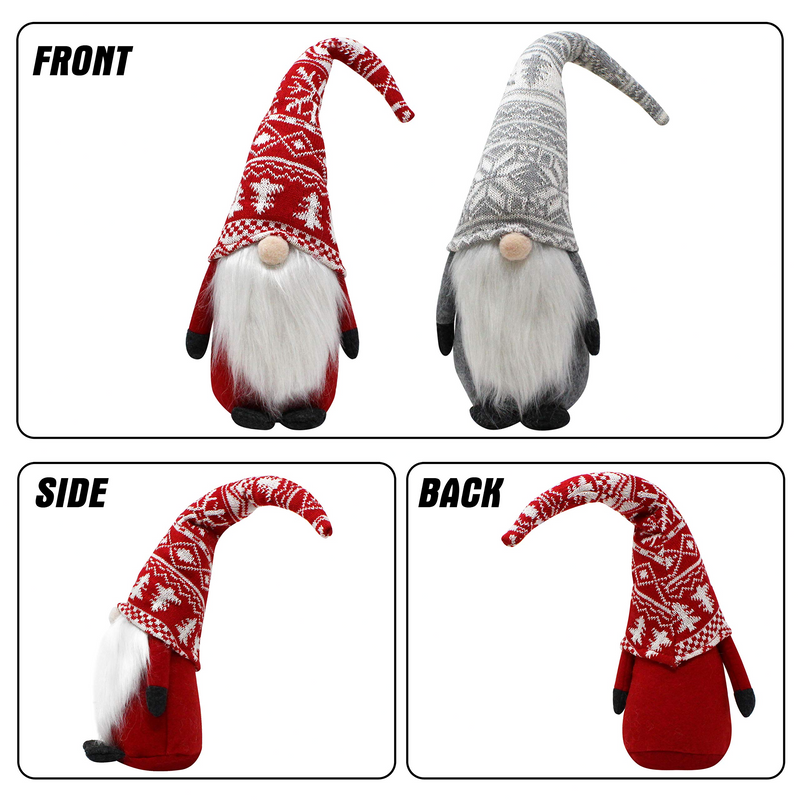 Red and Grey Christmas Plush Gnome, 2pcs