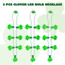 3 Pcs St Patrick's Day LED Shamrock Necklaces with 7 Bulbs