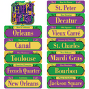 Mardi Gras Street Signs with Cutouts, 13 Pcs