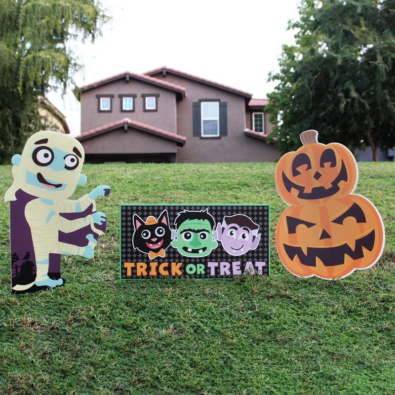 7 Pcs Friendly Halloween Corrugate Yard Stake Signs