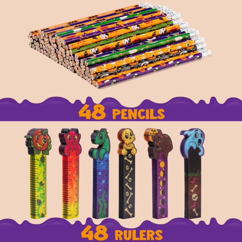 JOYIN | Halloween Pencil and Ruler Set 96 Pcs
