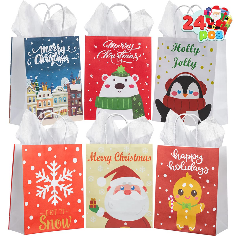 Christmas Paper Gift Bags, 24 Pcs
