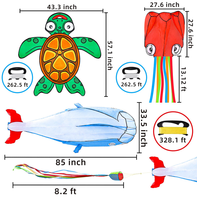 3 Packs Ocean Kite Set (Octopus, Whale, Turtle)