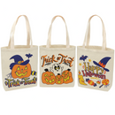 Big Halloween Canvas Tote Bags, 3 Pcs