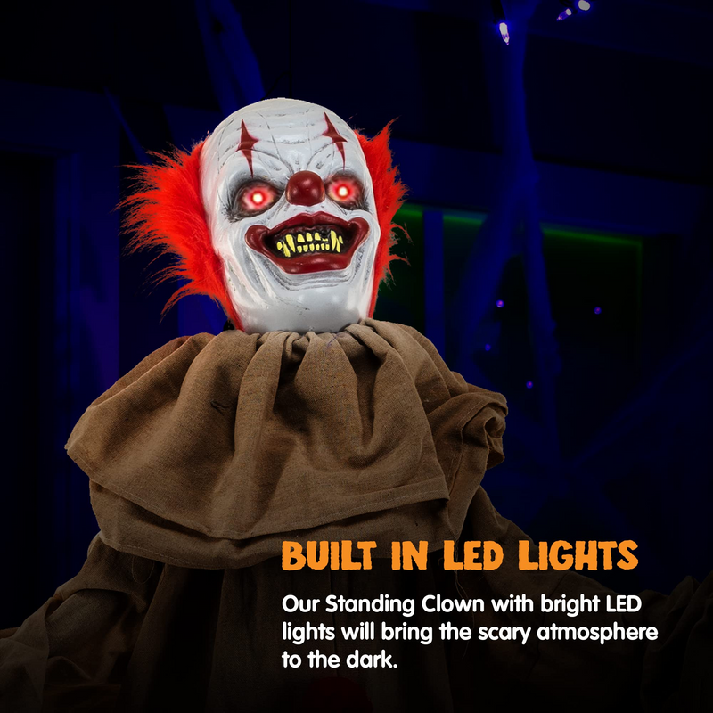 5ft Halloween Life-Size Animated Scary Clown Figure